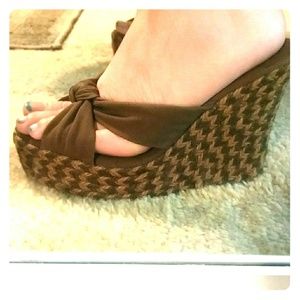 Brown Crochet/Braided Wedges